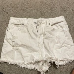 American Eagle Super Stretch White Ripped Jean Shorts